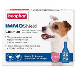 Капли на холку Beaphar IMMOShield от блох и клещей для собак мелких пород 1-15кг, 1шт*1,5мл