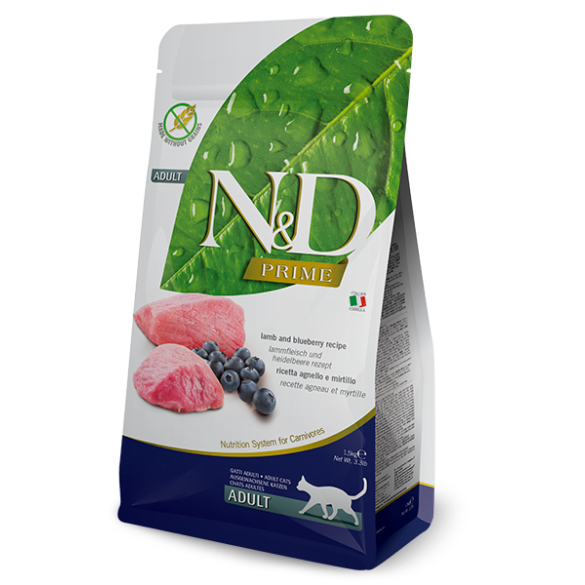 0,3кг Корм Farmina N&D Ancestral Grain Cat Lamb & Blueberry Adult низкозерновой для взрослых кошек с Ягненком и черникой