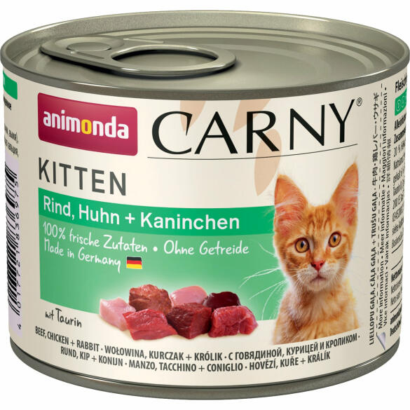 200гр Консервы Animonda Carny Kitten для котят с Говядиной, курицей и кроликом, паштет