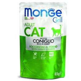 85гр Влажный корм Monge Cat GRILL Adult Rabbit для взрослых кошек с кусочками Кролика в желе (пауч)