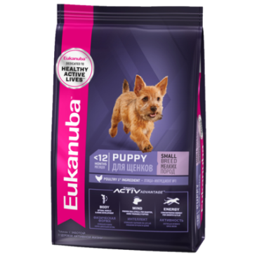 Корм Eukanuba DOG Puppy Small Breed 3кг для щенков мелких пород от 1 мес с птицей