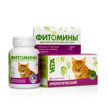 Фитокомплекс урологический Veda, при нарушении работы почек и мочевыводящих путей для кошек, 100таб*50гр