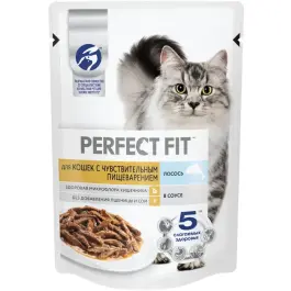 75гр Корм PERFECT FIT  для взрослых кошек с Лососем в соусе