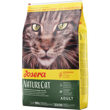 2кг Корм Josera NatureCat (Adult Sensitive 33/20) беззерновой для кошек с чувствительным пищеварением и котят от 6 месяцев с домашней Птицей и Лососем