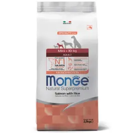 2,5кг Корм Monge Dog Monoprotein Mini Adult Salmon/Rice для взрослых собак мелких пород с Лососем и рисом