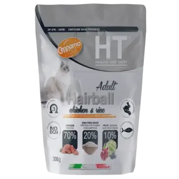 0,3кг Корм Cennamo HTC Adult HAIRBALL для взрослых кошек для вывода шерсти с Курицей и Рисом