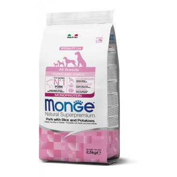 2,5кг Корм Monge Dog SP Puppy&Junior Pork/Rice&Potatoes для щенков всех пород со Свининой, рисом и картофелем