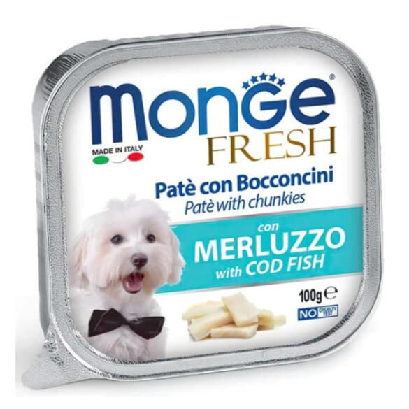 100гр Влажный корм Monge Dog FRESH CodFish для собак, паштет из Трески