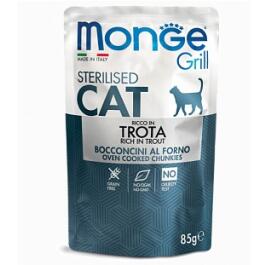 85гр Влажный корм Monge Cat GRILL Sterilised Trout для стерилизованных кошек с кусочками Форели в желе (пауч)