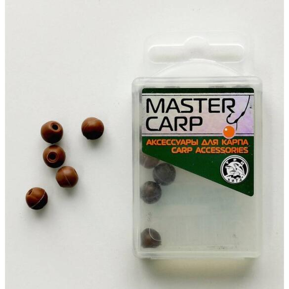 Бусина Master Carp коричневая (силикон) 15 шт
