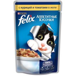 75гр Корм для кошек FELIX с Курицей и Томатами в желе