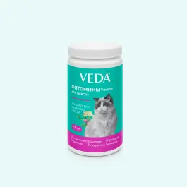 Фитомины Veda Форте для шерсти кошкам, 100гр
