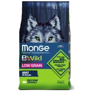 2,5кг Корм Monge Dog BWild Low Grain Adult Wild Boar низкозерновой для взрослых собак всех пород с мясом Дикого Кабана