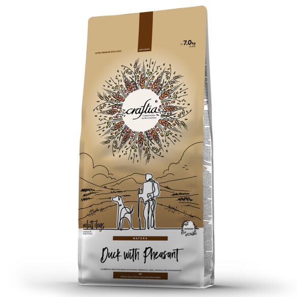 7кг Корм Craftia Natura Adult Medium&Large для взрослых собак средних и крупных пород из Утки с фазаном