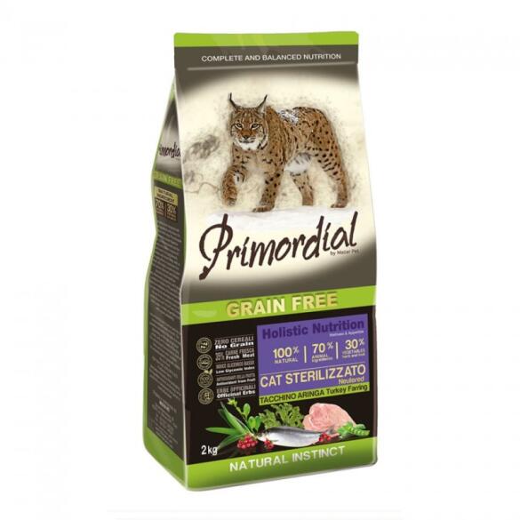 6кг Корм Primordial Holistic Grain-Free Cat Neutered Turkey & Herring для взрослых стерилизованных кошек с Индейкой и сельдью