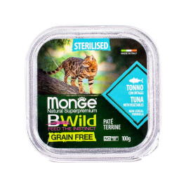 100гр Влажный корм Monge Cat BWild Grain Free Sterilised Tuna/vegetables беззерновой для стерилизованных кошек с Тунцом и овощами, паштет