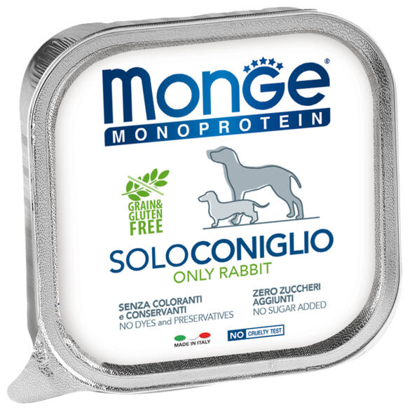 150гр Влажный корм Monge Dog Monoprotein SOLO Rabbit монопротеиновый паштет для собак из Кролика