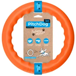 Игрушка "PitchDog 30" для собак, кольцо для апортировки, диаметр 28 см, оранжевый