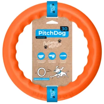 Игрушка "PitchDog 30" для собак, кольцо для апортировки, диаметр 28 см, оранжевый