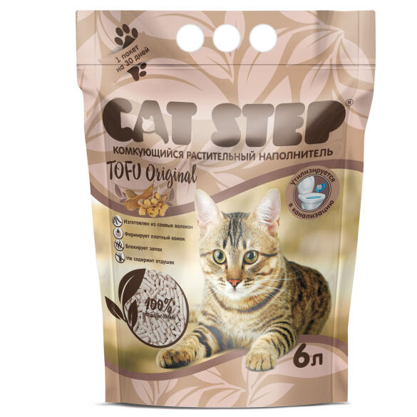 Наполнитель комкующийся соевый Cat Step Tofu Original 6л