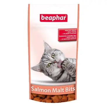 35гр Лакомство Beaphar Malt Bits, Подушечки с лососем для выведения шерсти