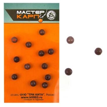 Бусина Мастер Карп,для лески,плетенки,коричневая 20шт