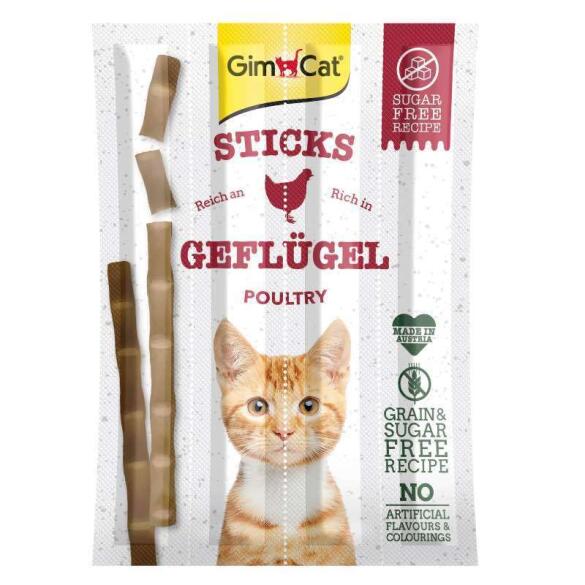 4шт Лакомство GimCat палочки для кошек с мясом Птицы