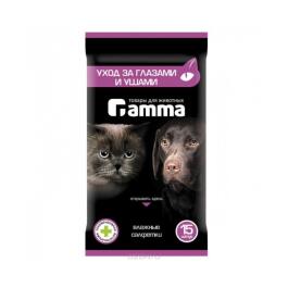 Влажные салфетки Gamma Уход за глазами и ушами 15шт
