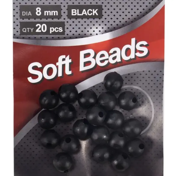 Бусина фидерная Namazu Soft Beads, PVC, d-8 мм, круглая, Черный (20шт)