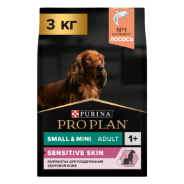 3кг Корм PRO PLAN для взрослых собак мелких пород с чувствительной кожей с Лососем и Рисом