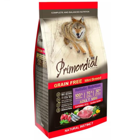 Корм в развес Primordial Holistic Grain-Free Dog Adult Mini Sardine & Goose для взрослых собак мелких пород с Сардиной и гусём, 1кг