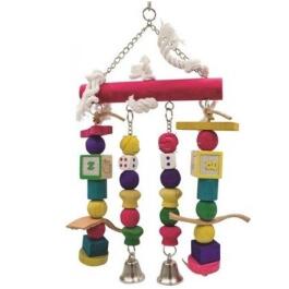 Игрушка Panama Pet для птиц из дерева с бисером и колокольчиком, 22см