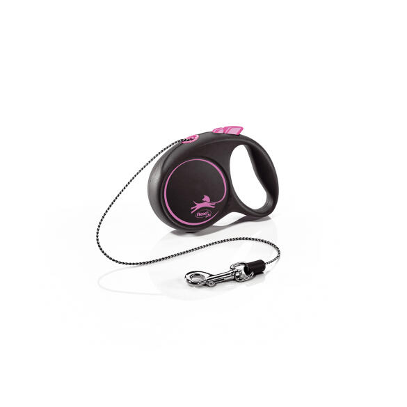 Рулетка FLEXI Black Design XS 8кг 3м трос, розовая