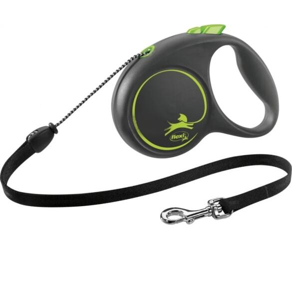 Рулетка FLEXI Black Design M 20кг 5м трос, зеленая