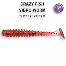 Резина Crazy Fish Vibro Worm 3'' №13, Рыба, 5шт