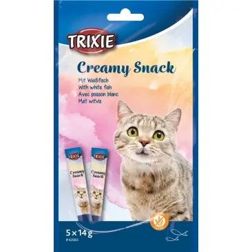14г*5шт Лакомство TRIXIE Creamy Snacks для кошек, сливочн. закуска, рыба/курица, без глютена и сахара