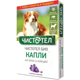 Капли на холку Чистотел БИО от блох и клещей для средних и крупных собак, 1шт