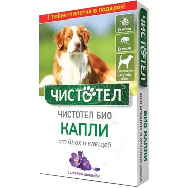Капли на холку Чистотел БИО от блох и клещей для средних и крупных собак, 1шт