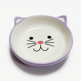 Миска керамическая, сиреневая, в форме мордочки кошки, 12,5*4см,180мл