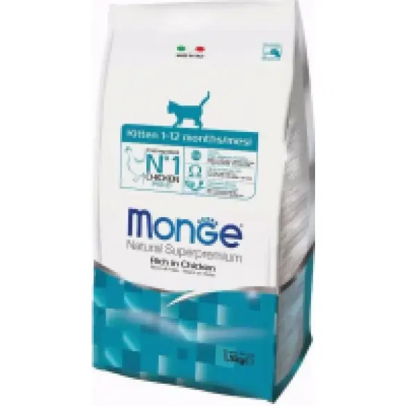 1,5кг Корм Monge Cat Kitten для котят и беременных кошек с Курицей