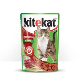 85гр Корм для кошек KITEKAT Говядина в желе
