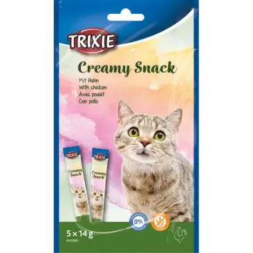 14г*5шт Лакомство TRIXIE Creamy Snacks для кошек, сливочная закуска,курица без глютена и сахара