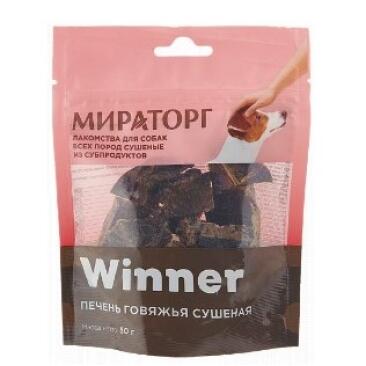 Лакомство Winner сушеное для собак всех пород Печень говяжья мини, 50гр