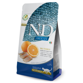 0,3кг Корм Farmina N&D GF Ocean Neutered Cat беззерновой для кастрированных котов и стерилизованных кошек с Сельдью и апельсином
