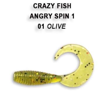 Резина Crazy Fish Angry Spin 1'' №01, Кальмар, 8шт