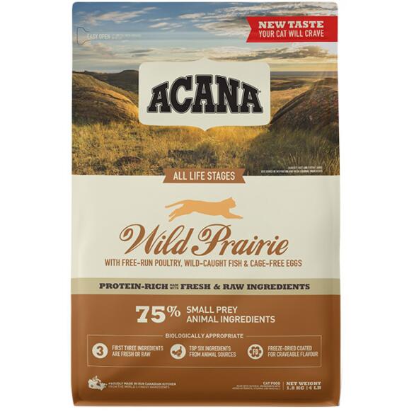0,34кг Корм ACANA WILD PRAIRIE CAT беззерновой для кошек и котят с Птицей и рыбой