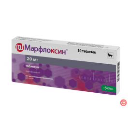 Марфлоксин KRKA антибактериальные таблетки для кошек и собак, 1таб*20мг
