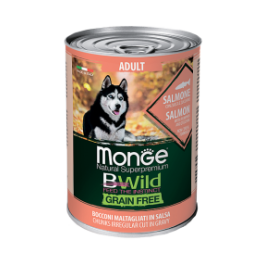 400гр Консервы Monge Dog BWild Grain Free Adult Salmon/Pumpkin&Zucchini для взрослых собак с Лососем, тыквой и цукини