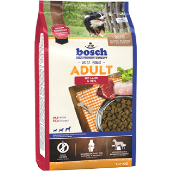 15кг Корм Bosch Adult Lamb&Rice для взрослых собак с Ягненком и рисом