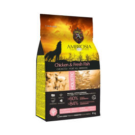 2кг Корм сухой холистик "AMBROSIA GRAIN FREE" для щенков всех пород, курица с рыба